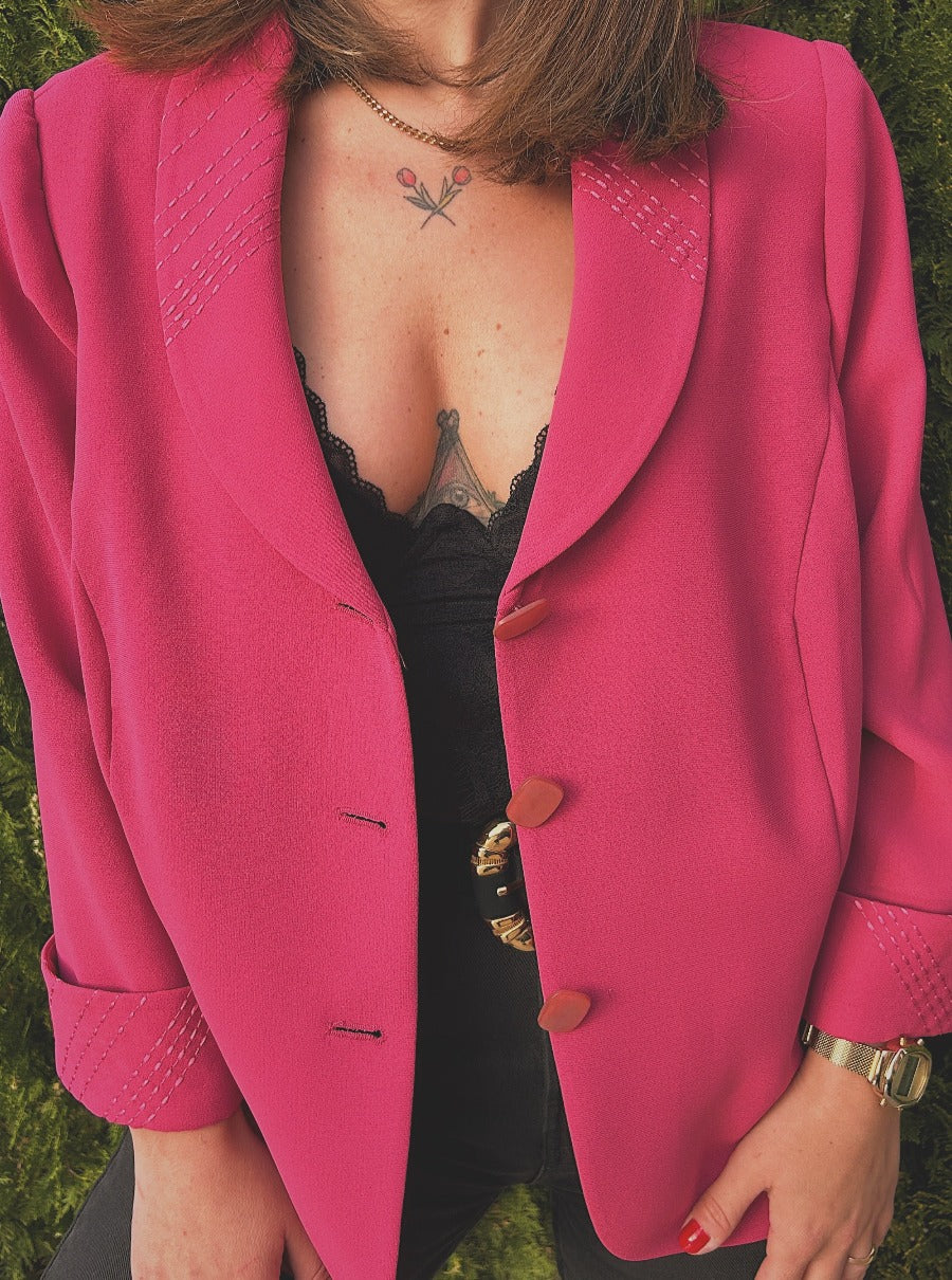 Blazer vintage rosa de media manga