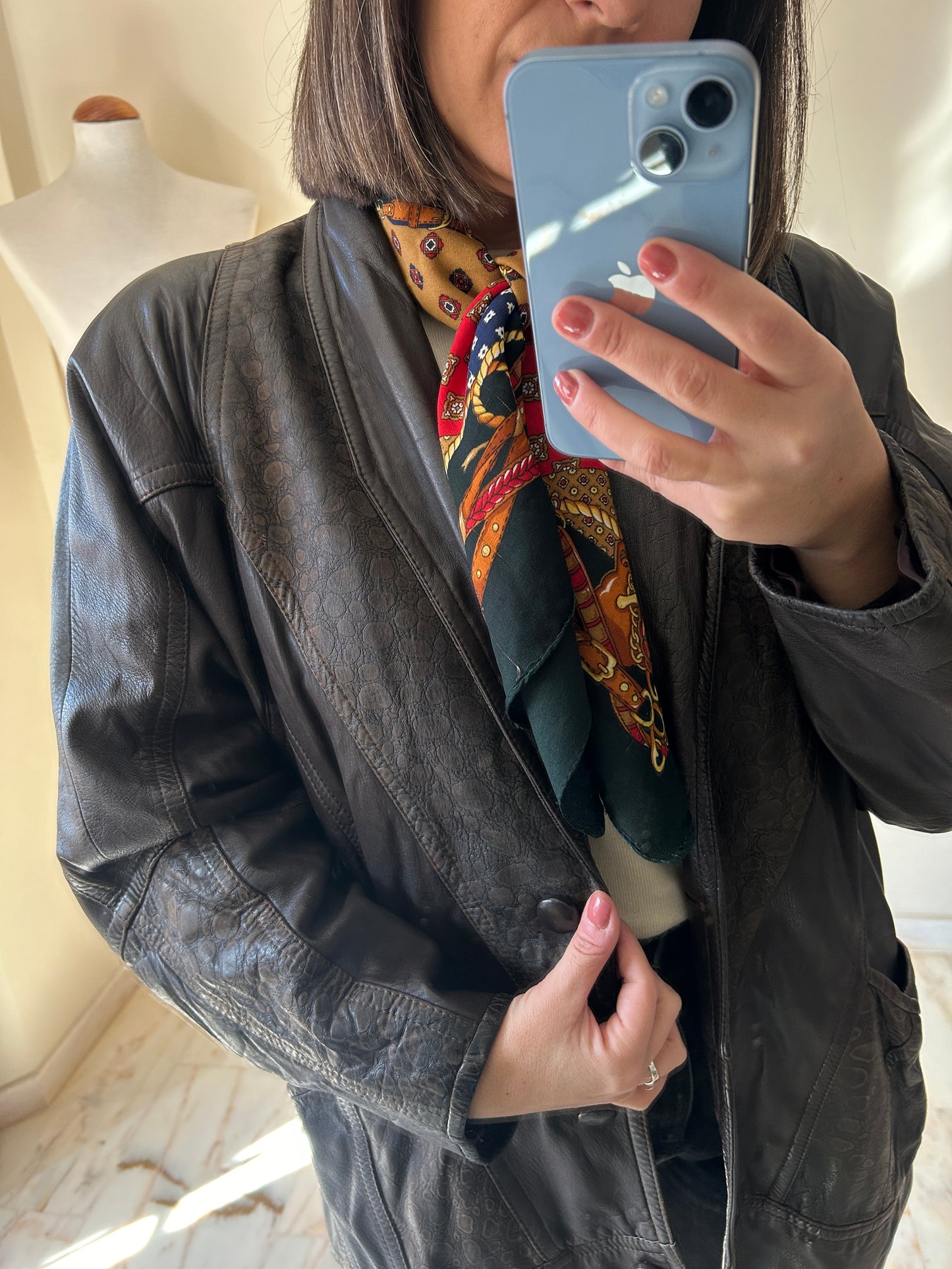 Abrigo vintage de piel marrón