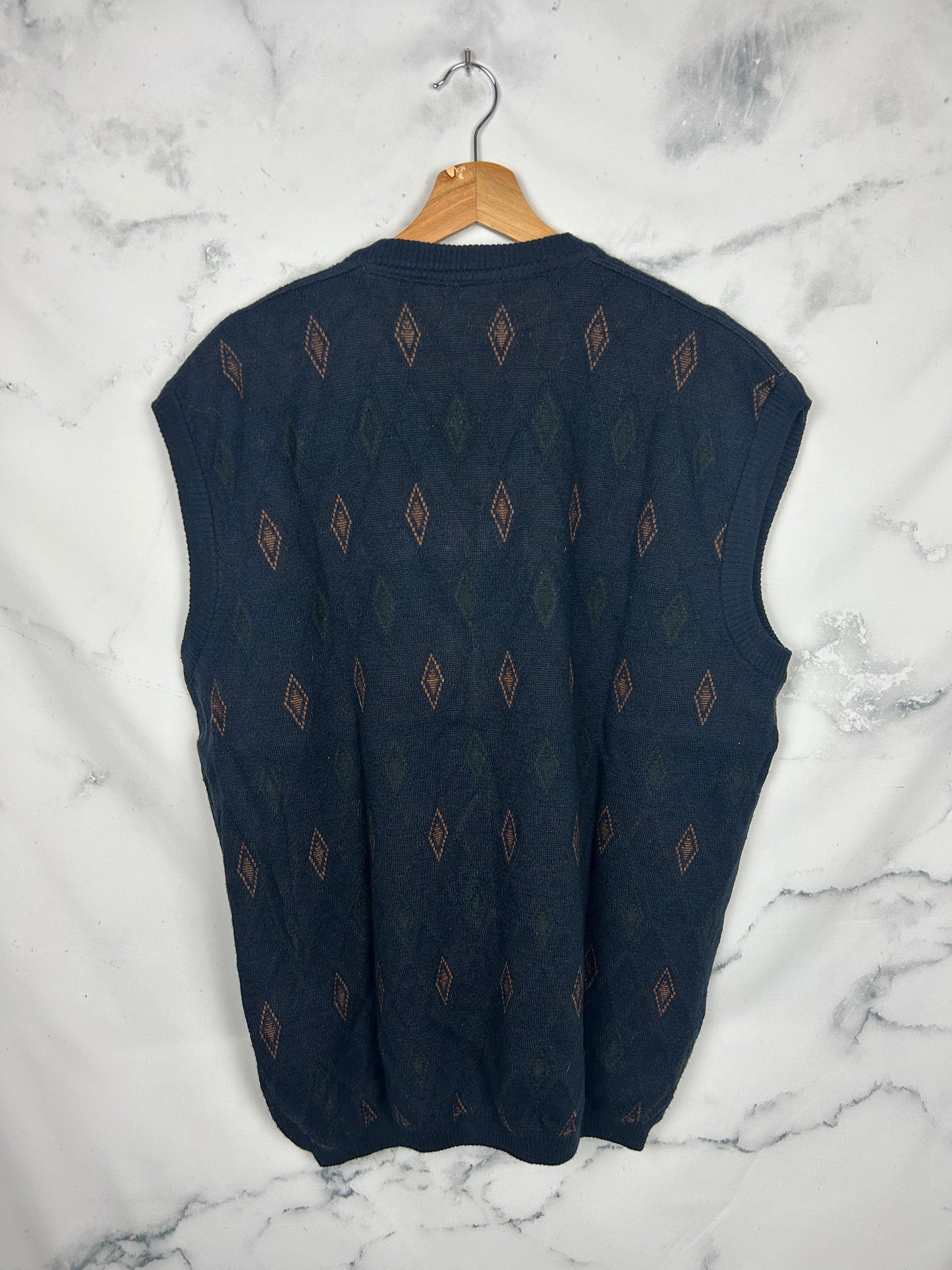 Chaleco vintage de punto en azul marino