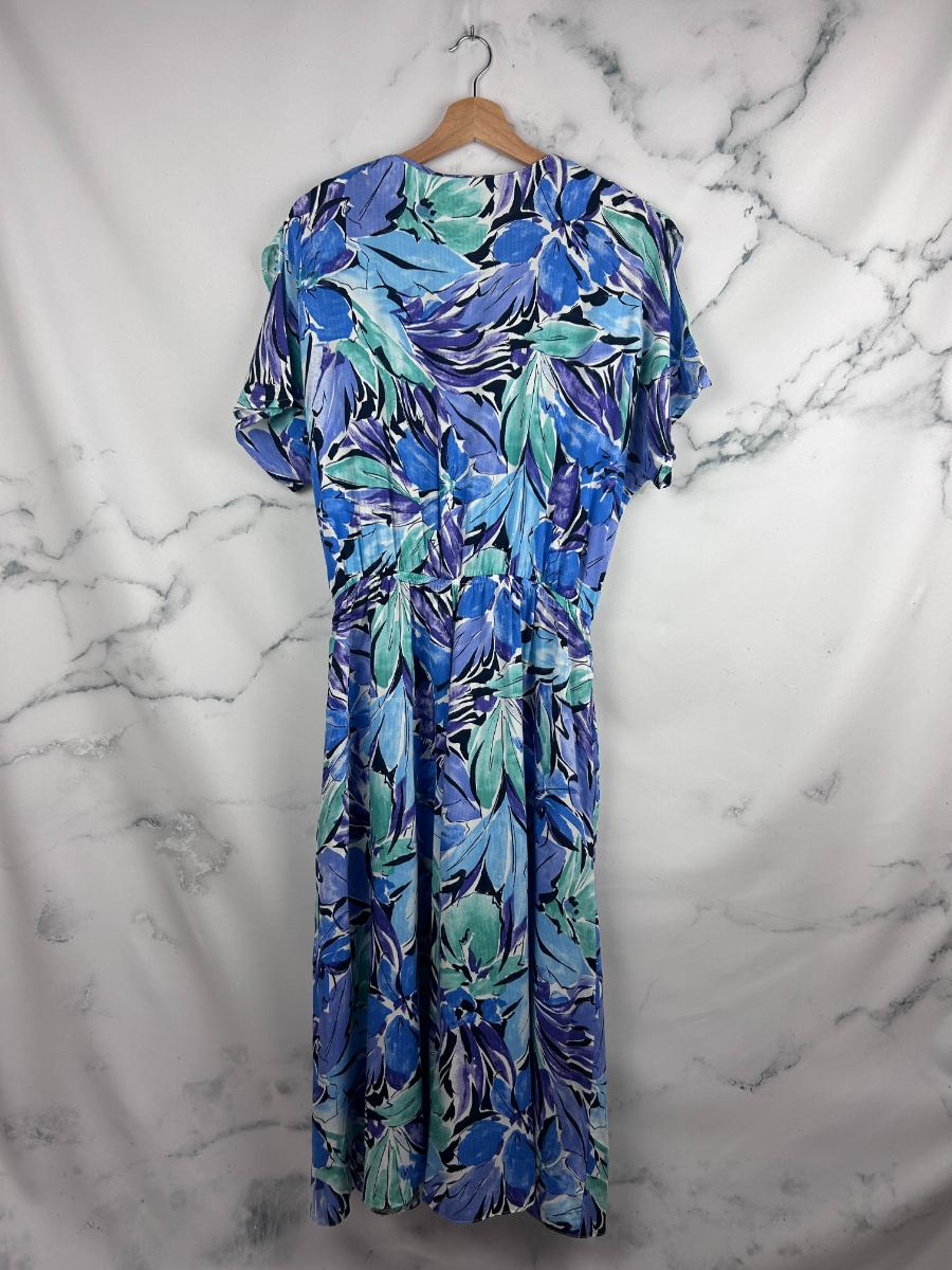 Vestido vintage con estampado de flores en tonos lila- Dalia