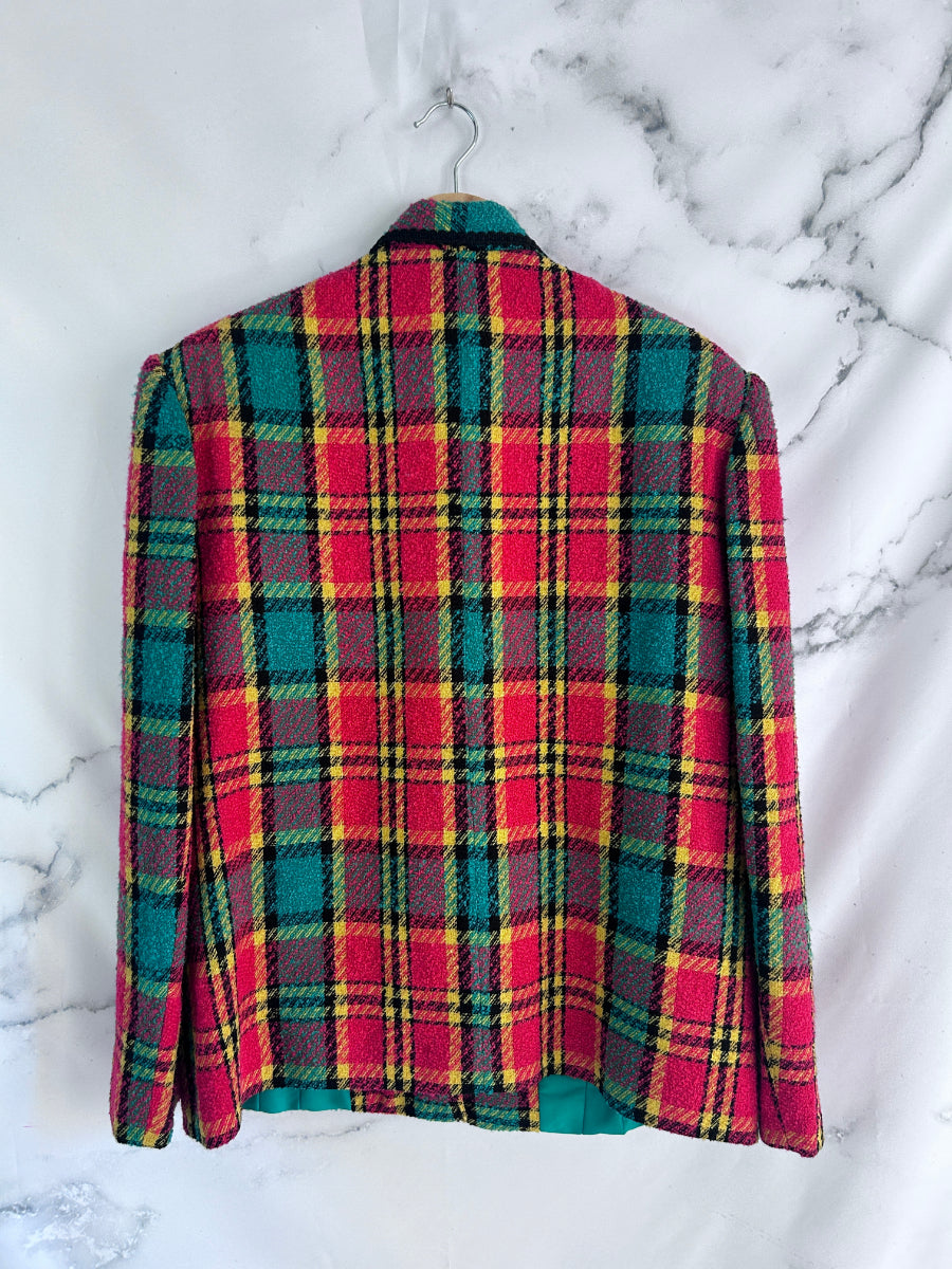 Blazer vintage de cuadros rojo y verde