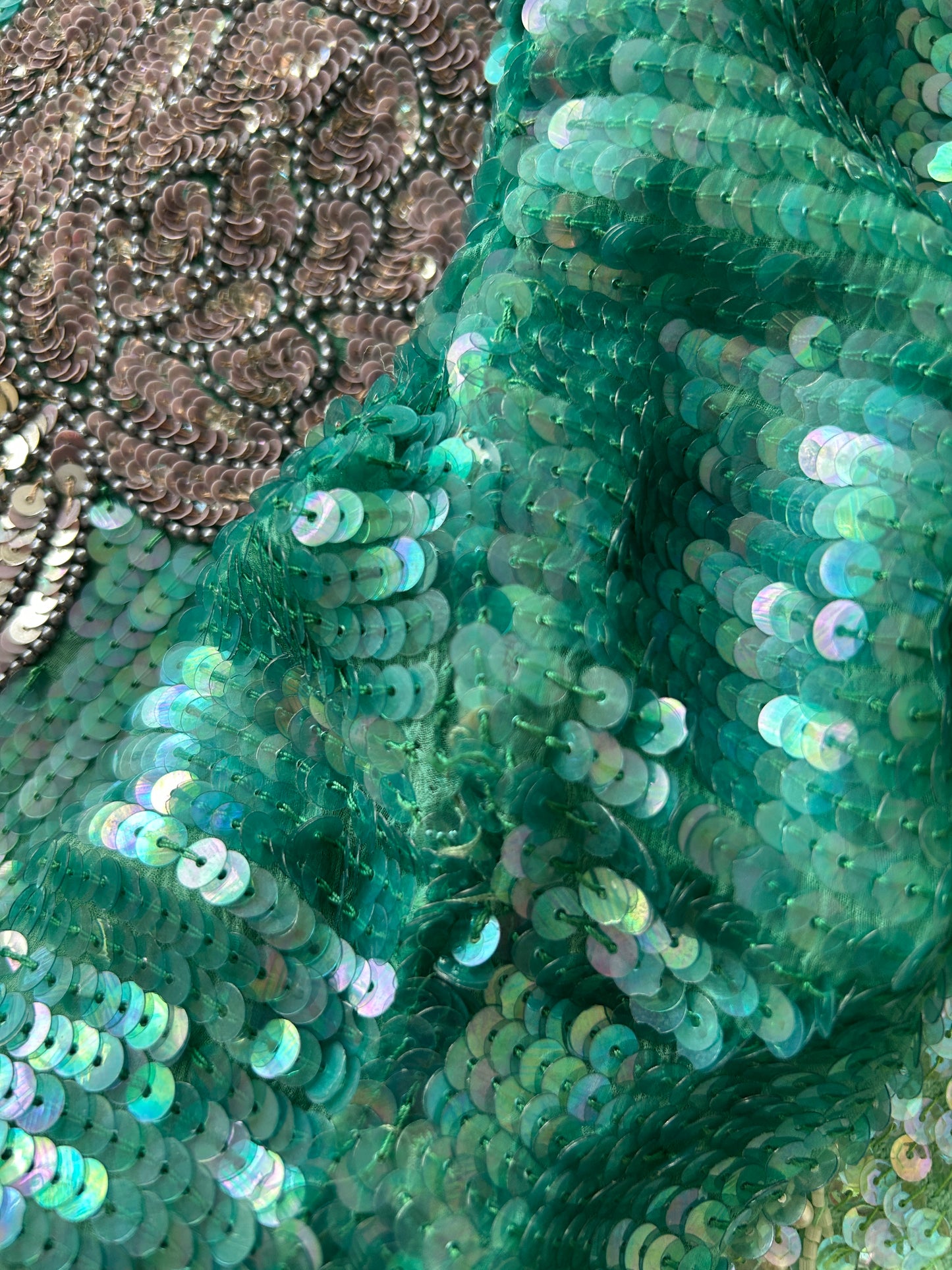 Blusa vintage de fiesta en color turquesa con lentejuelas