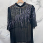 Blusa vintage negra transparente con lentejuelas