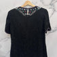 Blusa vintage negra con bordado y lentejuelas