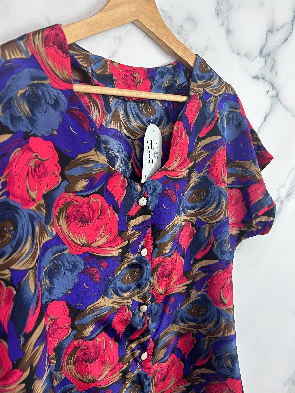 Blusa vintage con estampado floral