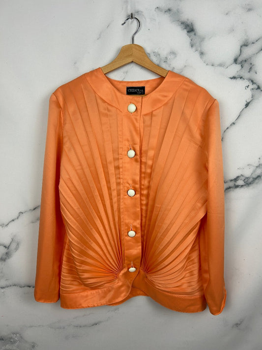 Blusa vintage plisada en color coral