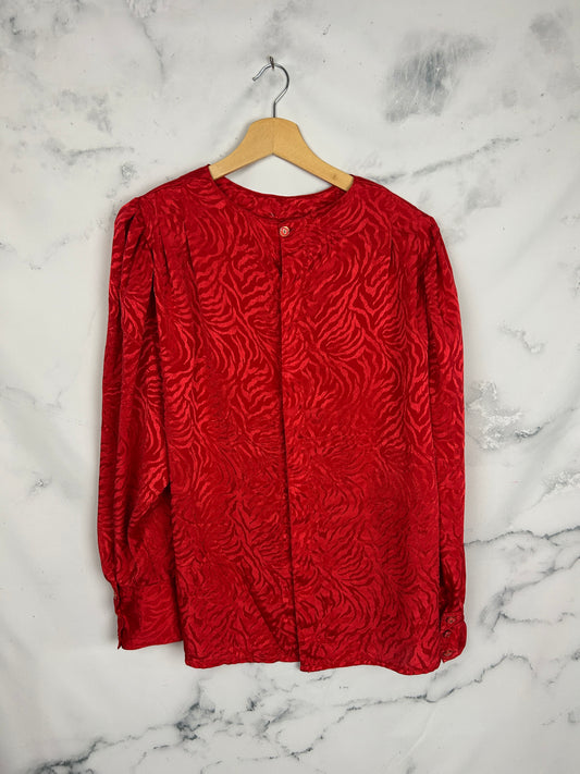 Blusa vintage roja con manga abullonada