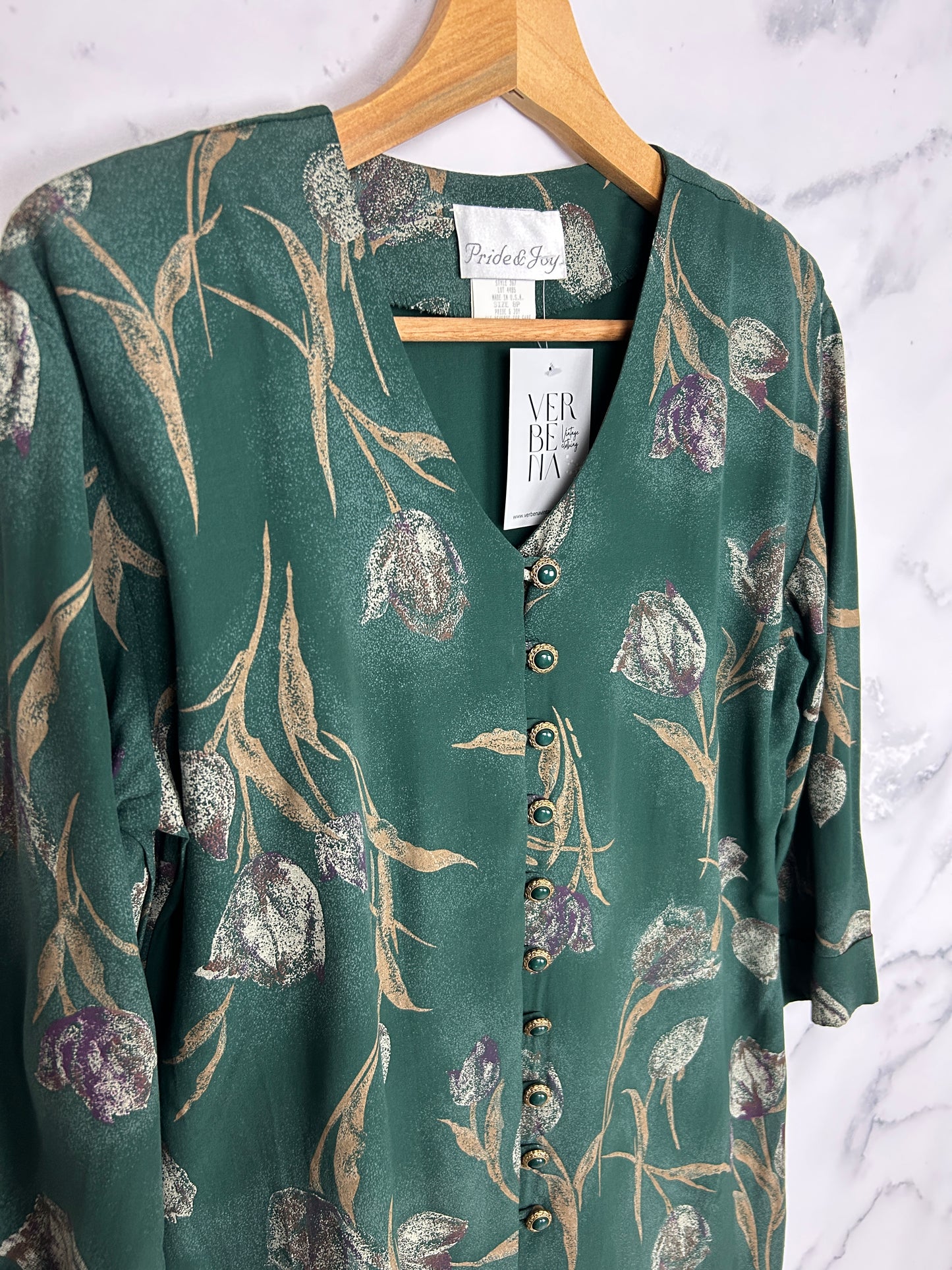 Blusa vintage estampada en color verde