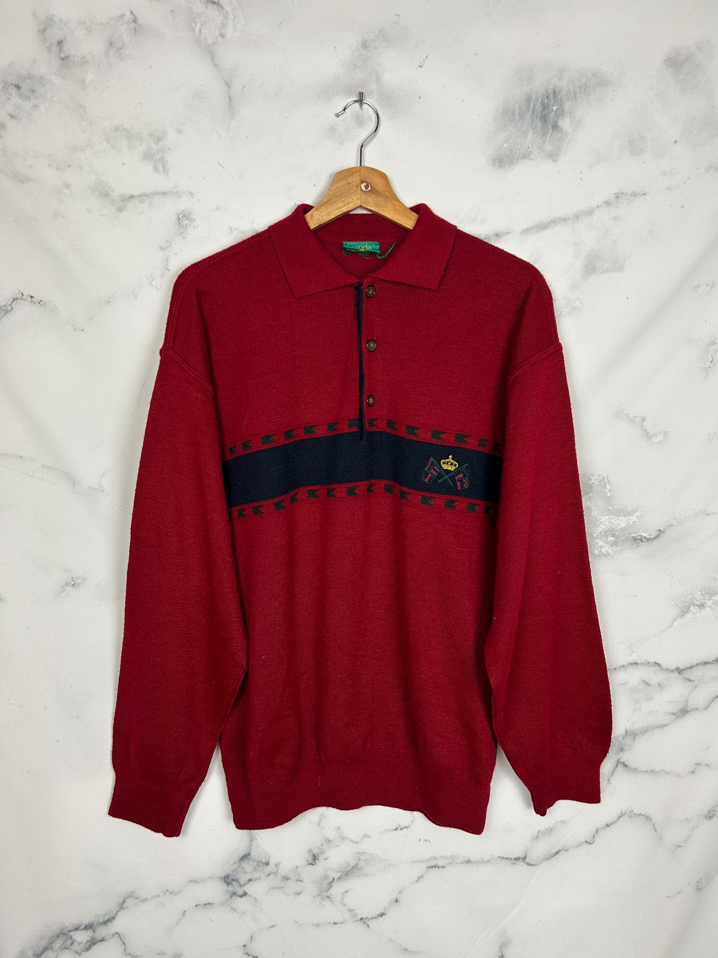 Jersey vintage rojo con cuello de polo