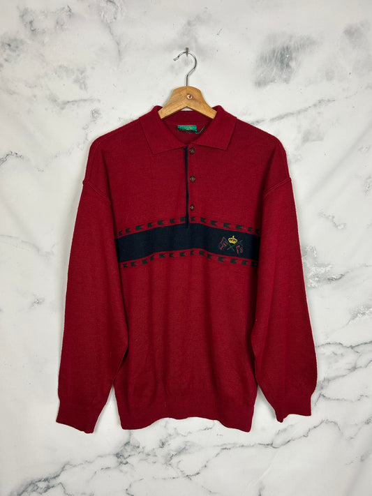 Jersey vintage rojo con cuello de polo