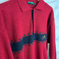 Jersey vintage rojo con cuello de polo