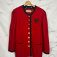 Chaqueta vintage austriaca roja con ribetes verdes