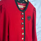 Chaqueta vintage austriaca roja con ribetes verdes