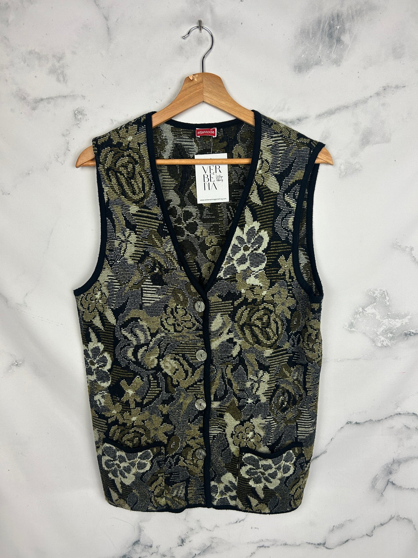 Chaleco vintage de punto con estampado