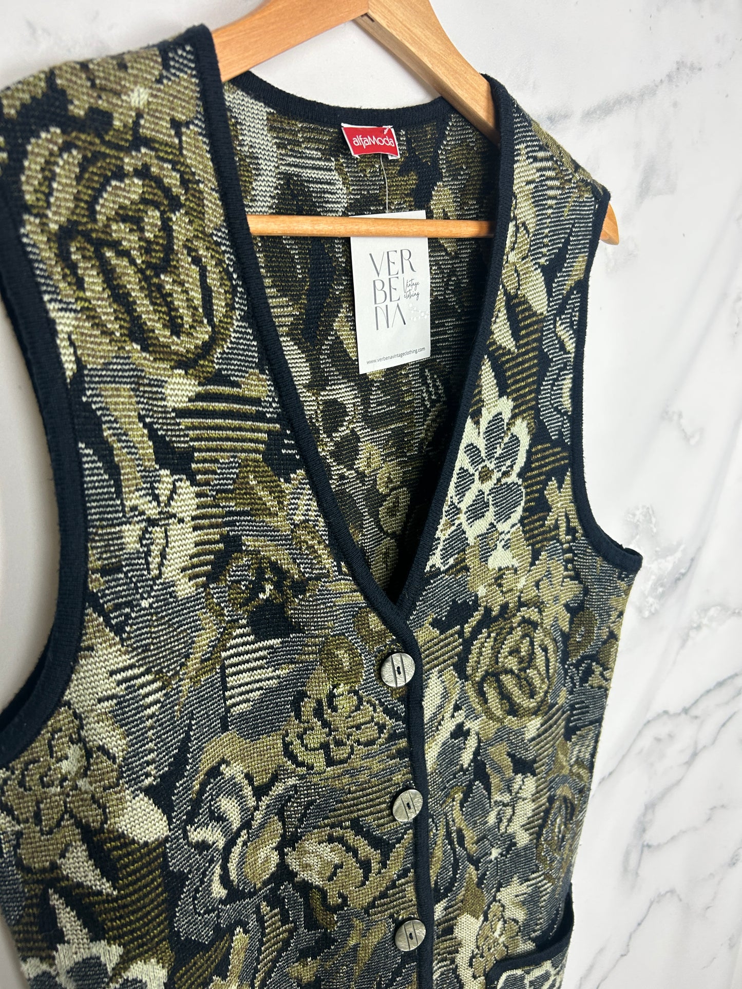 Chaleco vintage de punto con estampado