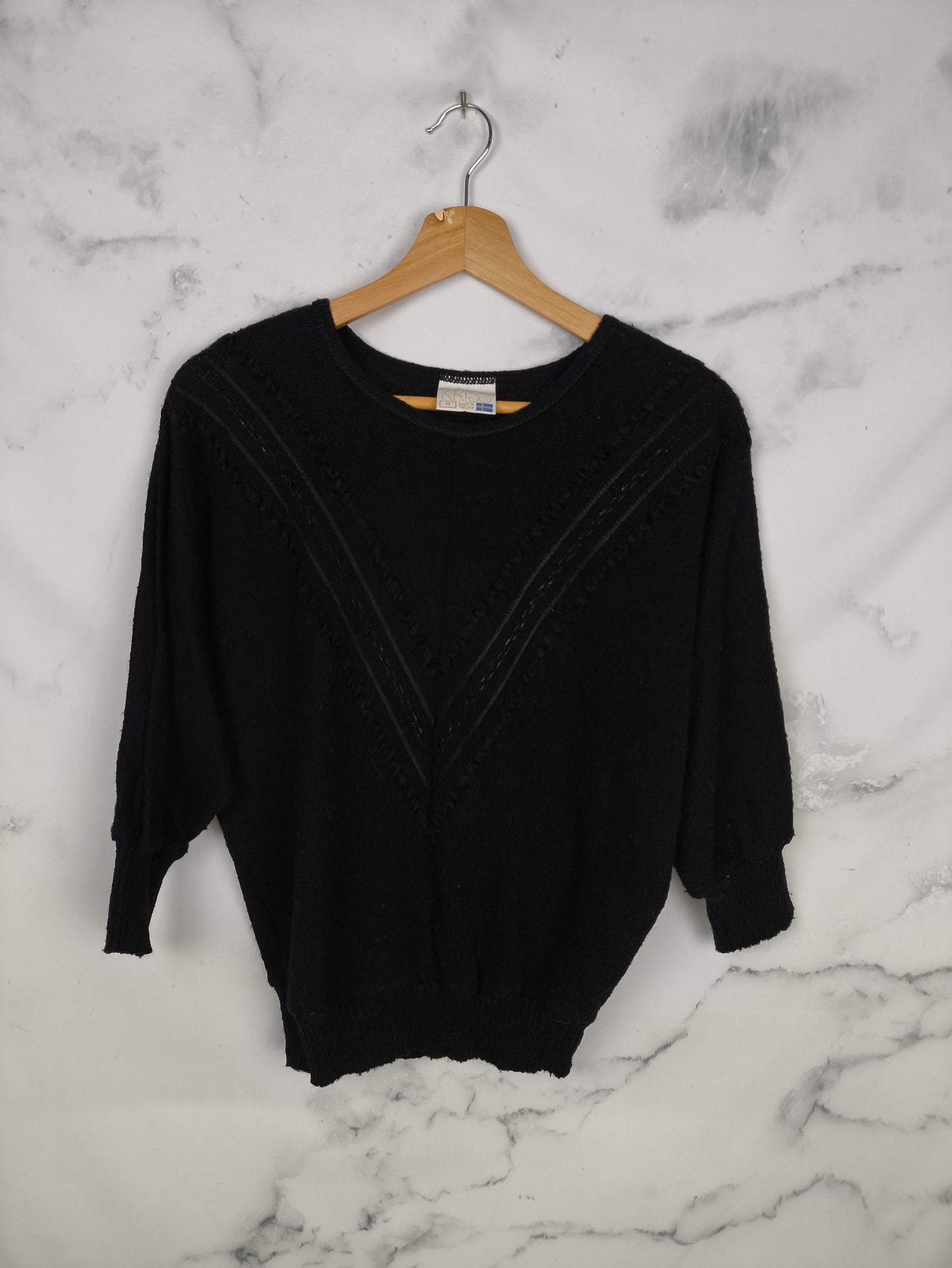 Jersey vintage negro con manga de 3/4