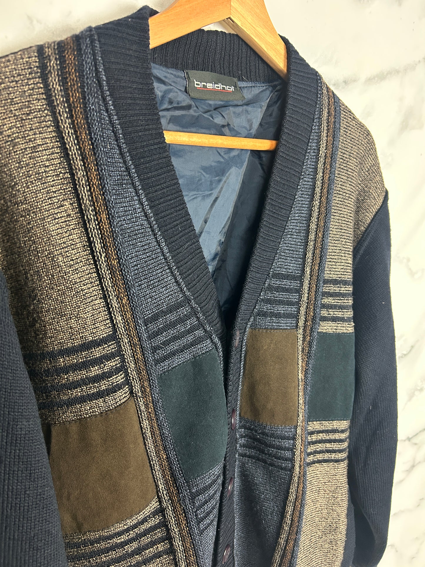 Cárdigan vintage azul marino con forro interior