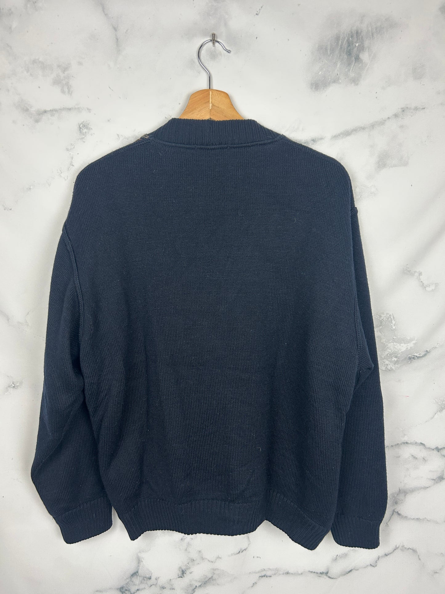 Cárdigan vintage azul marino con forro interior