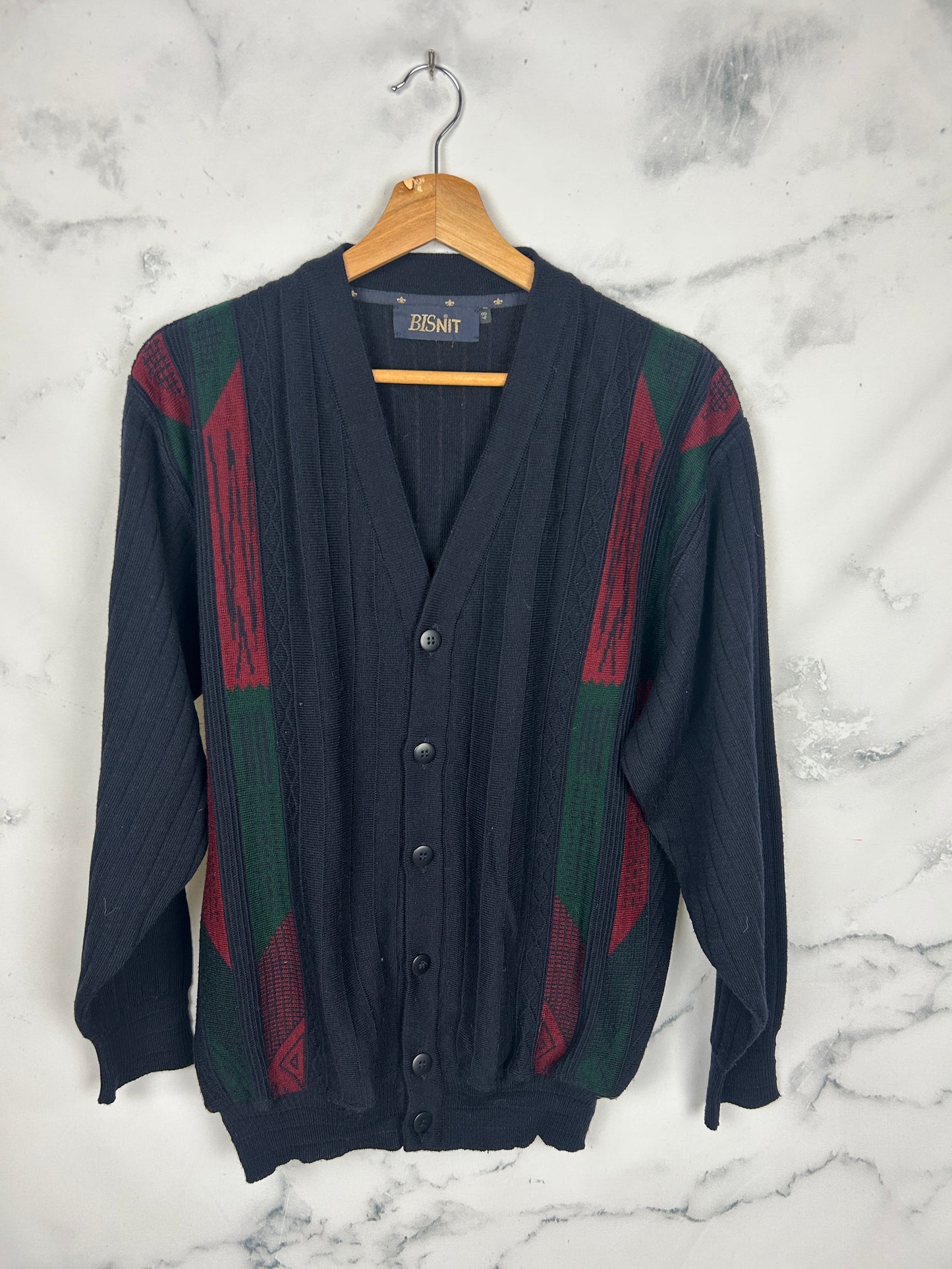 Cárdigan vintage de punto en color azul marino