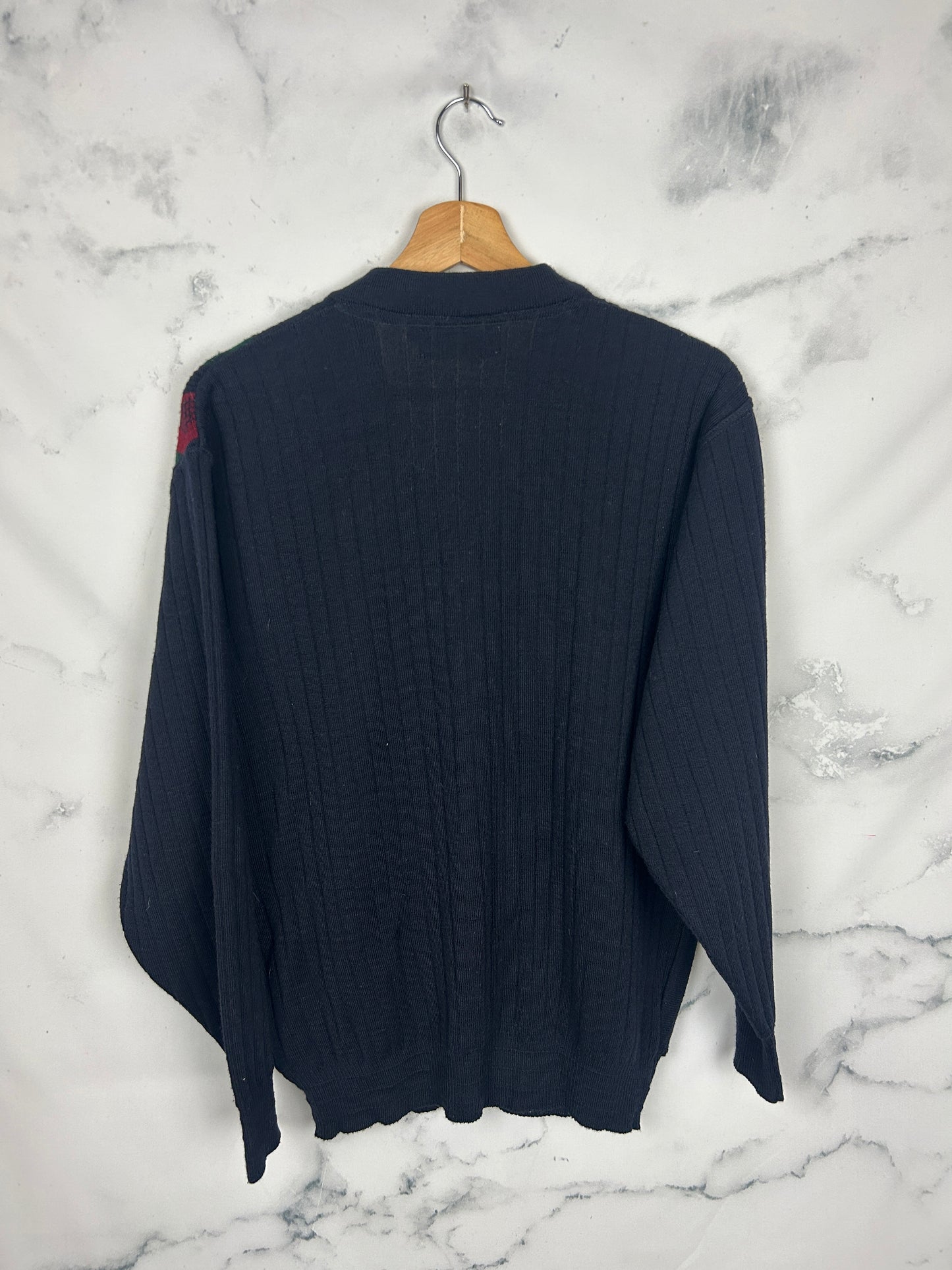 Cárdigan vintage de punto en color azul marino