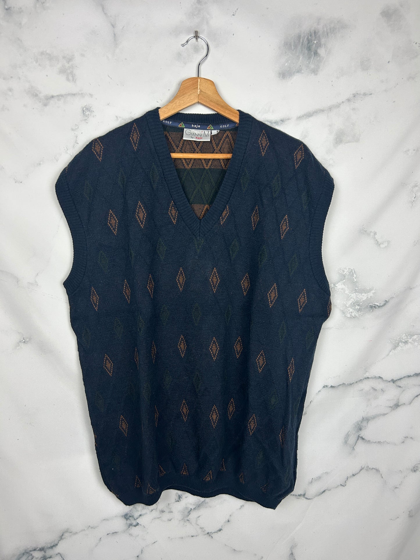 Chaleco vintage de punto en azul marino