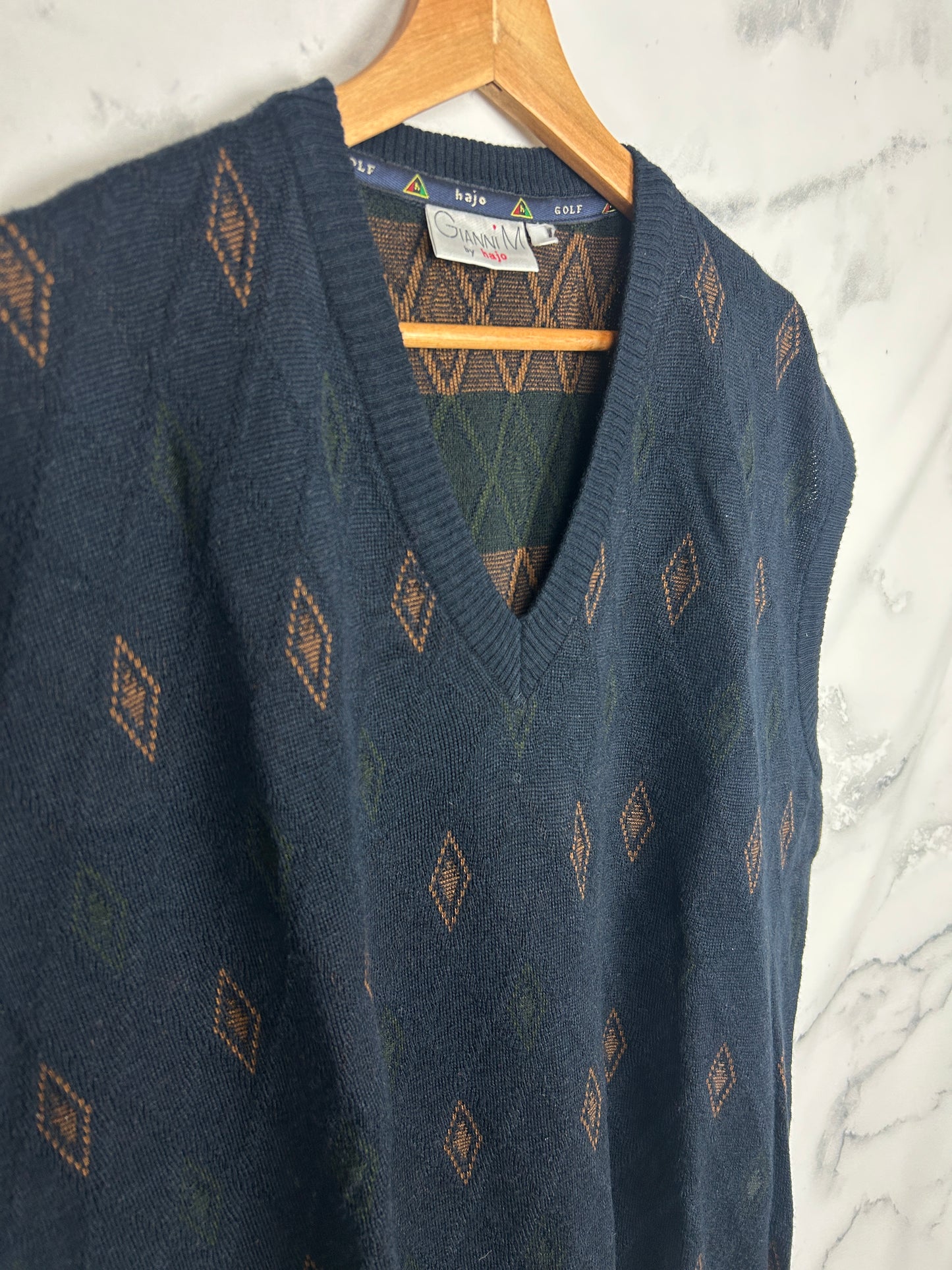 Chaleco vintage de punto en azul marino