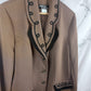 Blazer vintage marrón con detalles negros