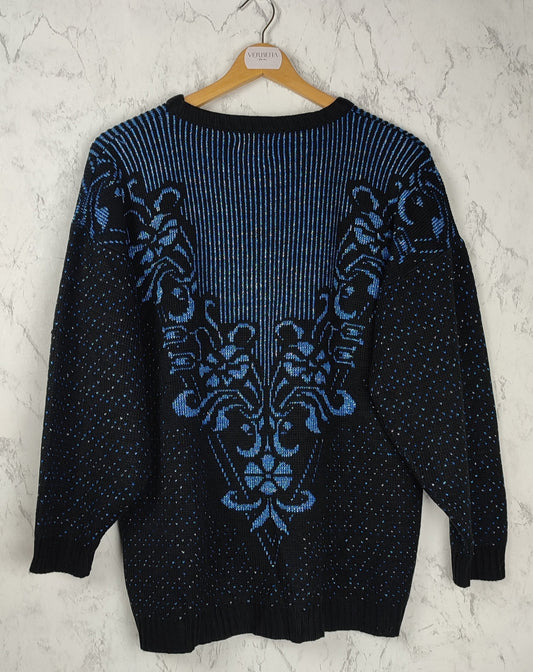 Jersey de punto en negro con azul brilli