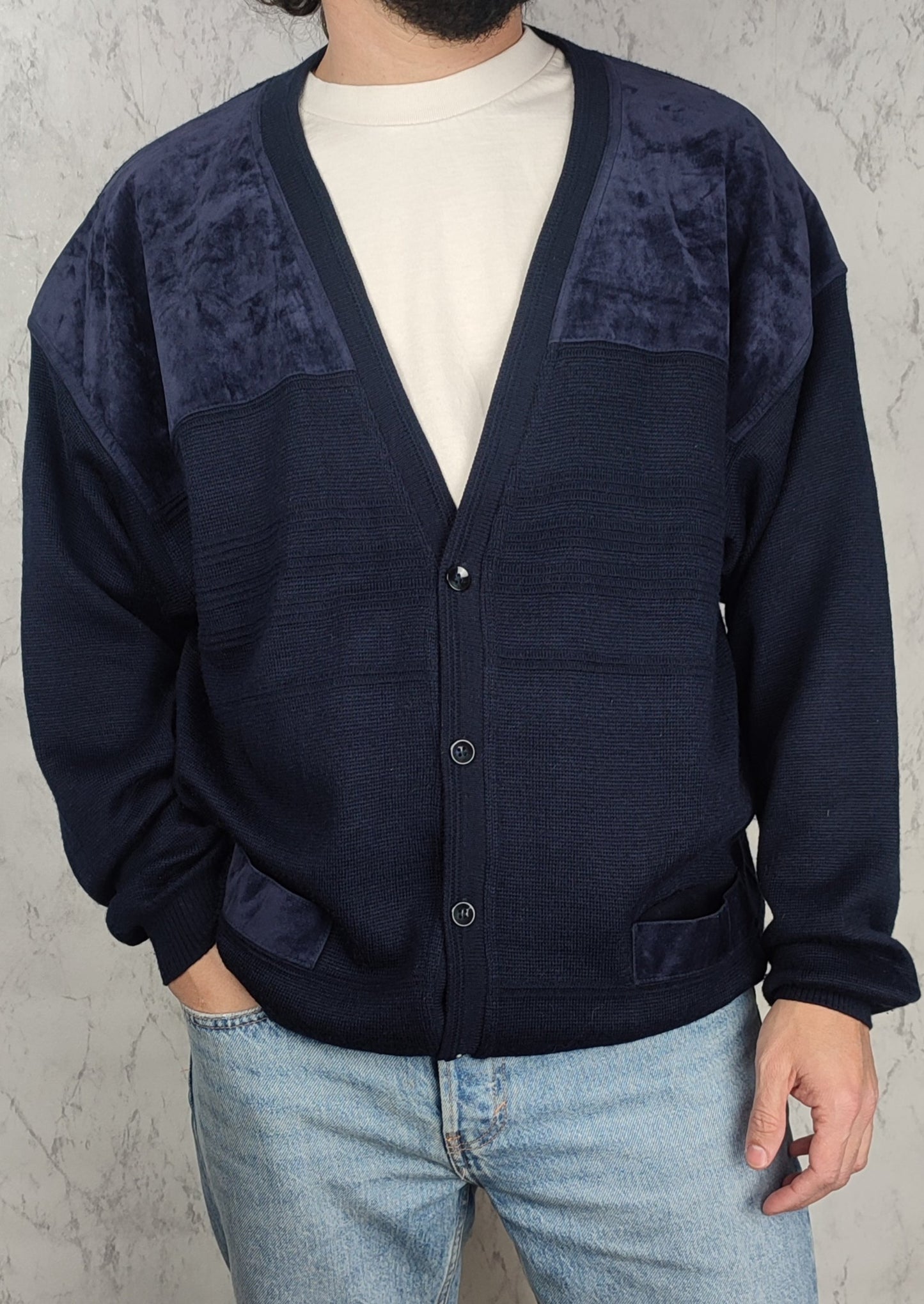 Cardigan en tricot bleu marine