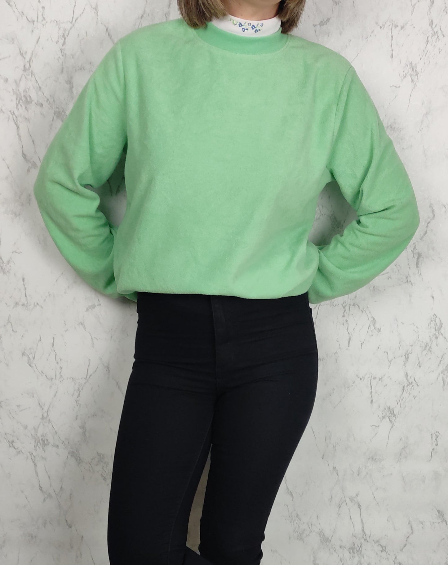 mint green sweatshirt